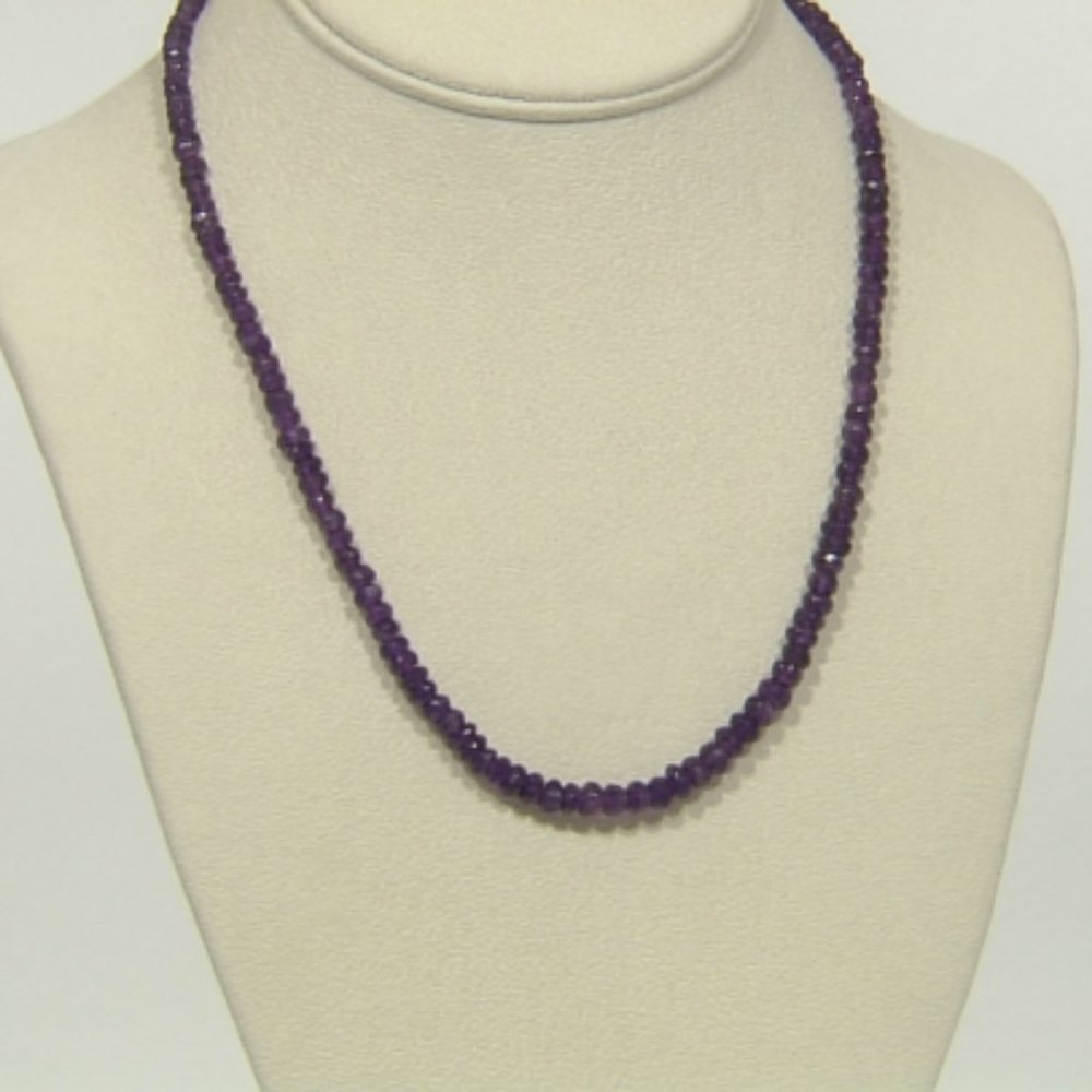 Purple African Amethyst Bead Rhodium Over Silver